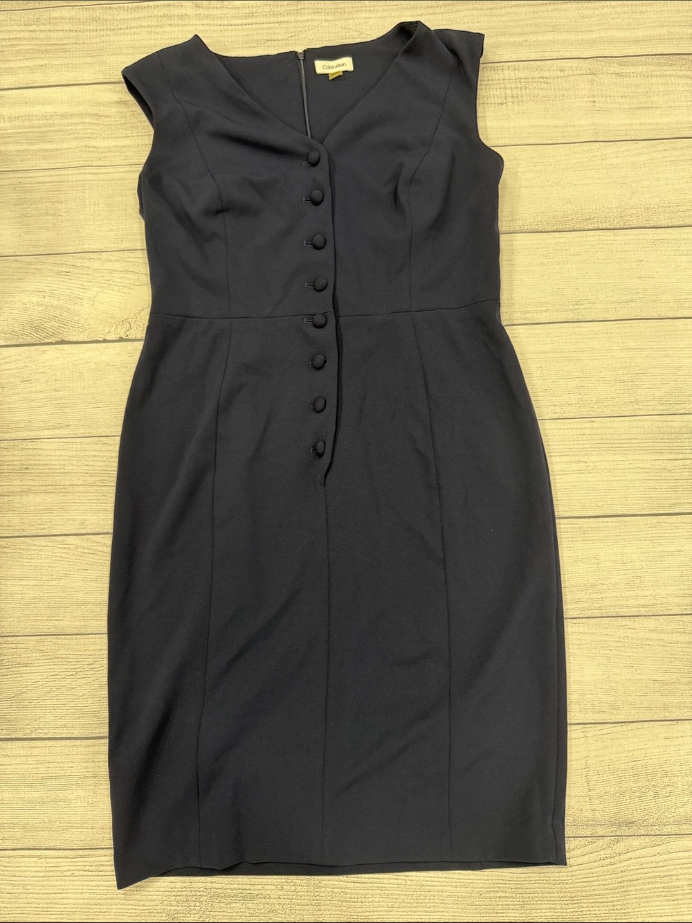 Calvin Klein Black Button Front Sheath Dress Size 12 Career Work
